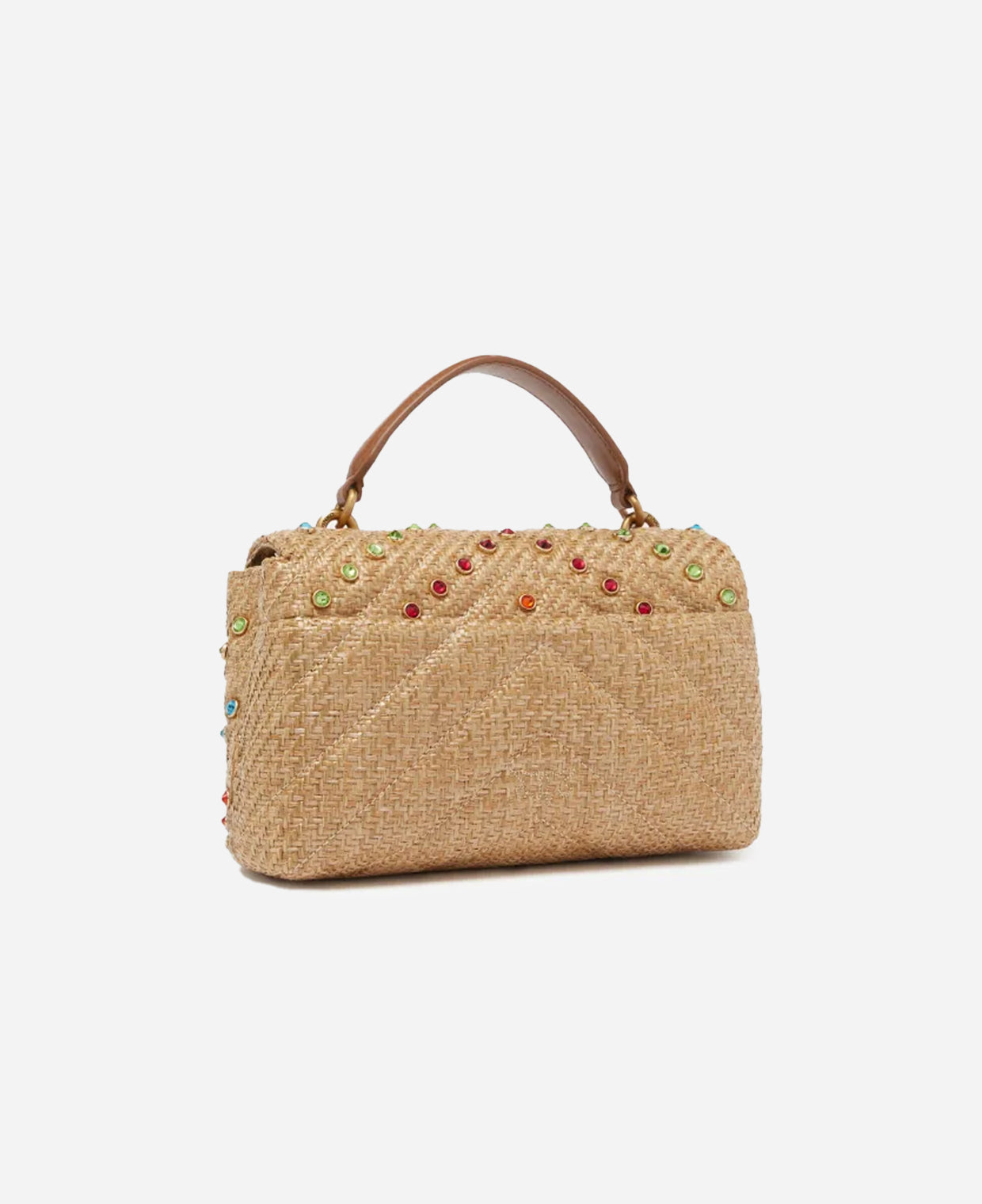 Pinko Small Handbag Lady Love Bag Puff in Raffia Colored Crystals