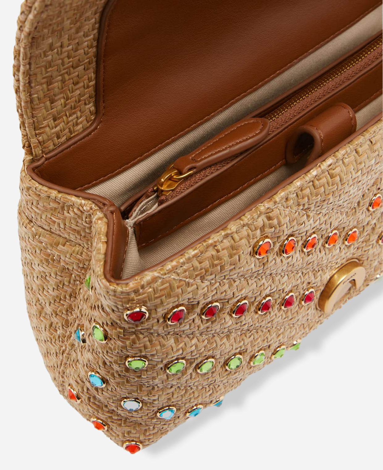 Pinko Small Handbag Lady Love Bag Puff in Raffia Colored Crystals