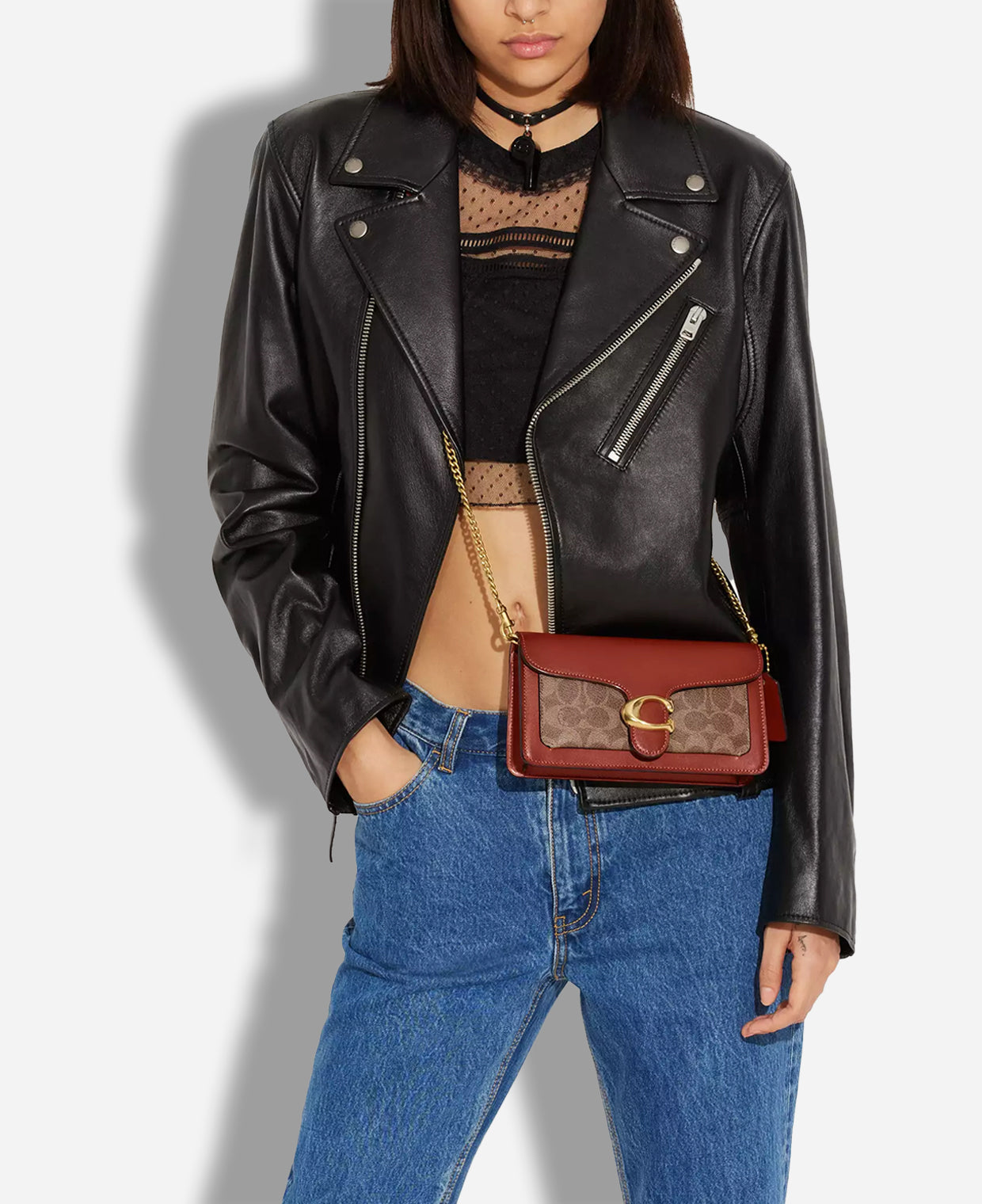 Coach Tabby Chain Clutch in Signature Canvas