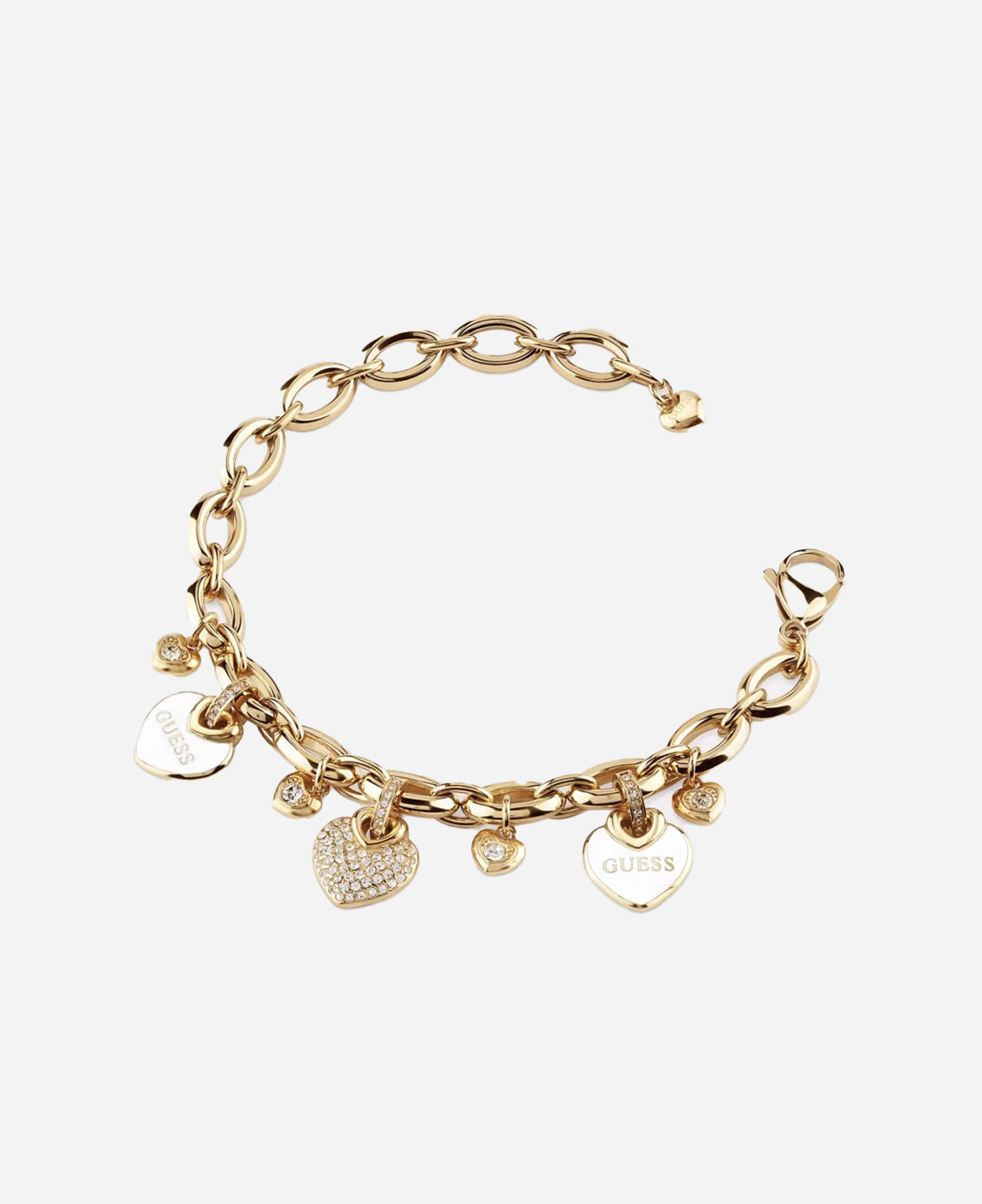 Guess Gold-Tone Enamel and Pavé Heart Bracelet
