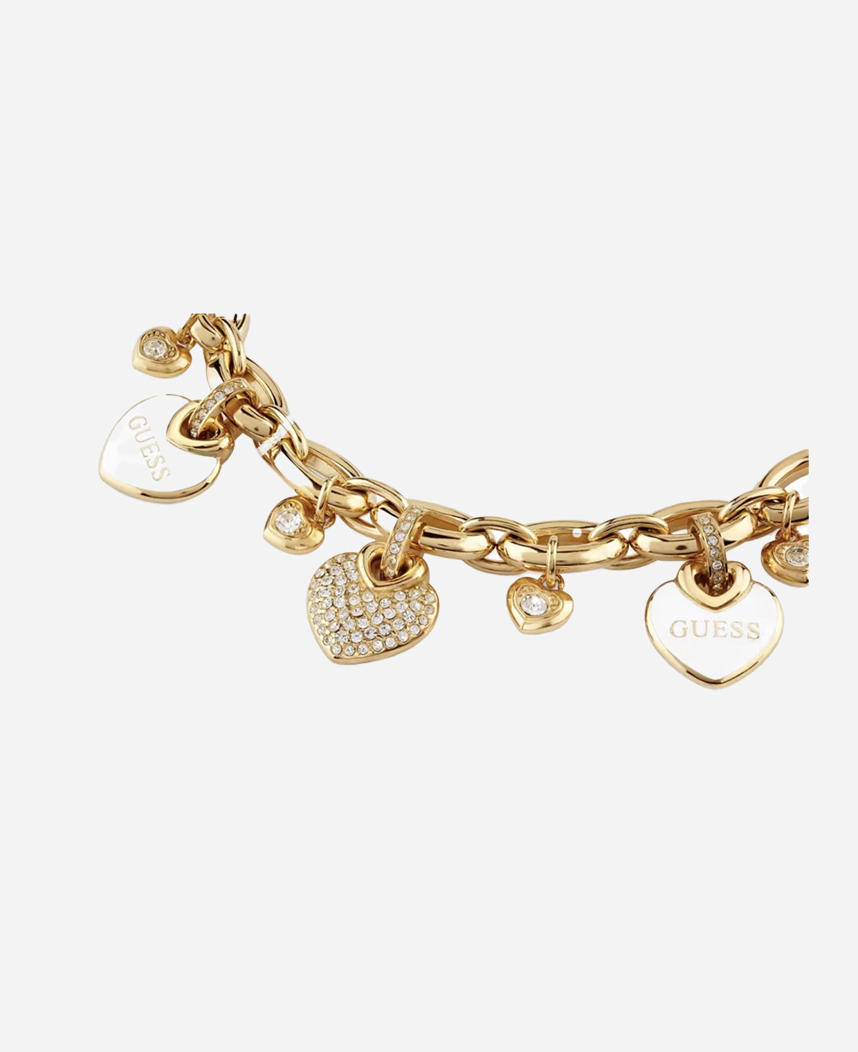 Guess Gold-Tone Enamel and Pavé Heart Bracelet