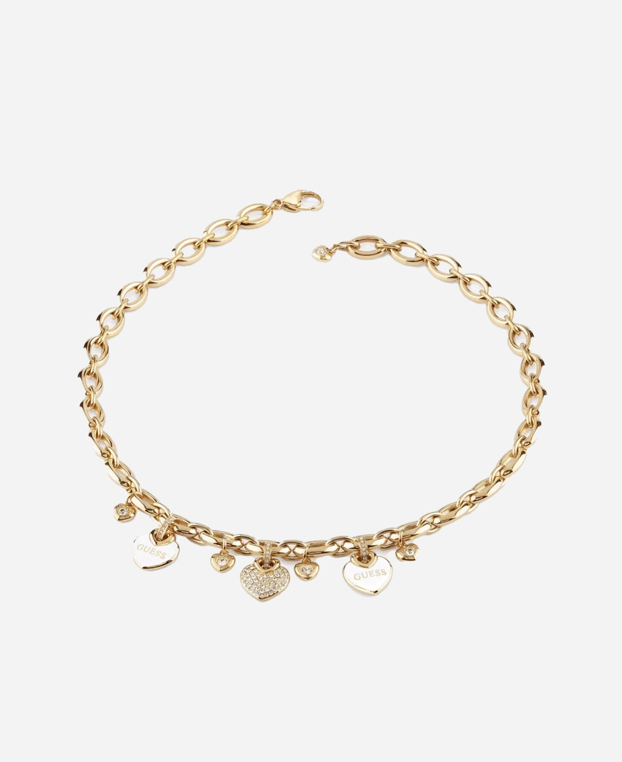 Guess Gold-Tone Enamel and Pavé Heart Necklace
