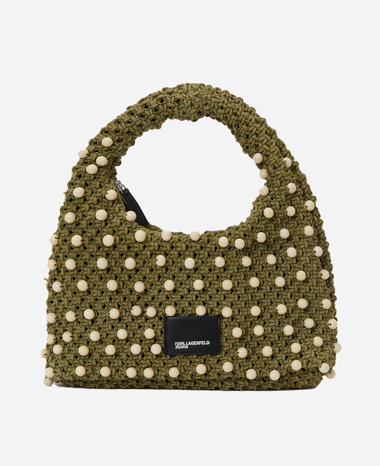 Karl Lagerfeld Crochet Beaded Top Handle Bag