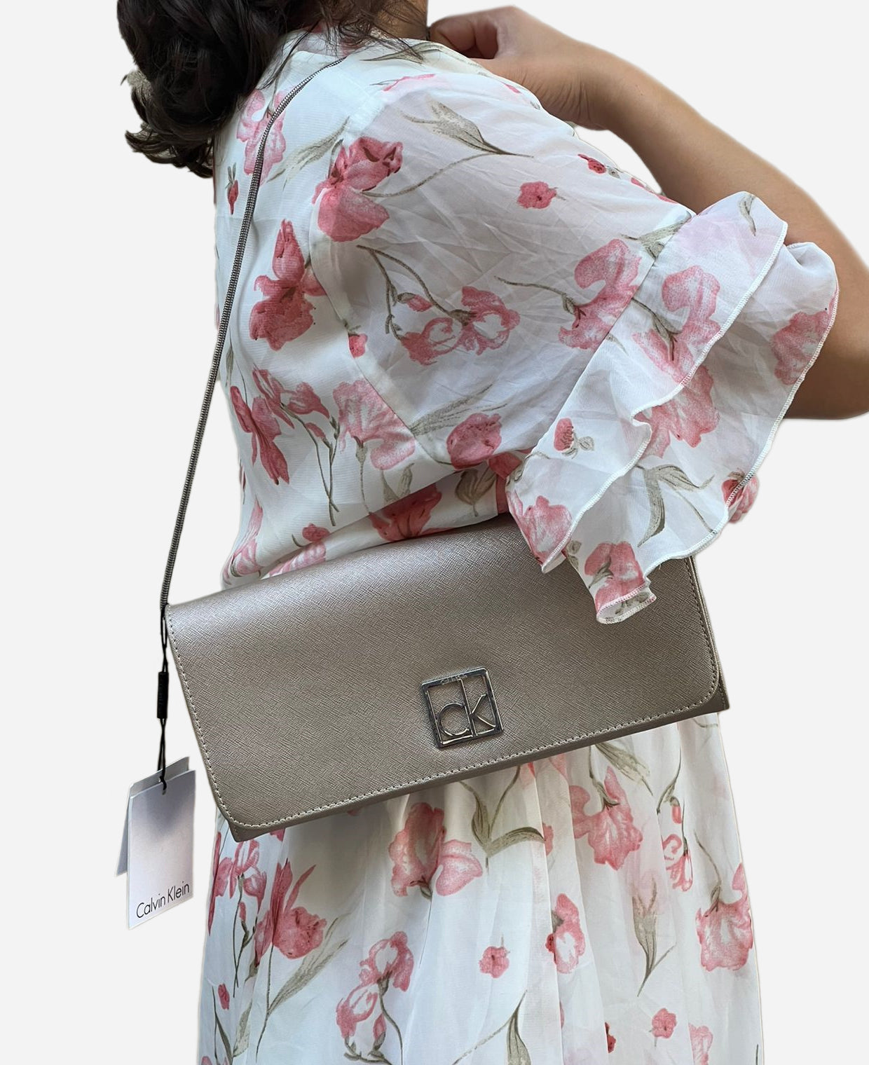 Calvin Klein Metallic Taupe Clutch Bag