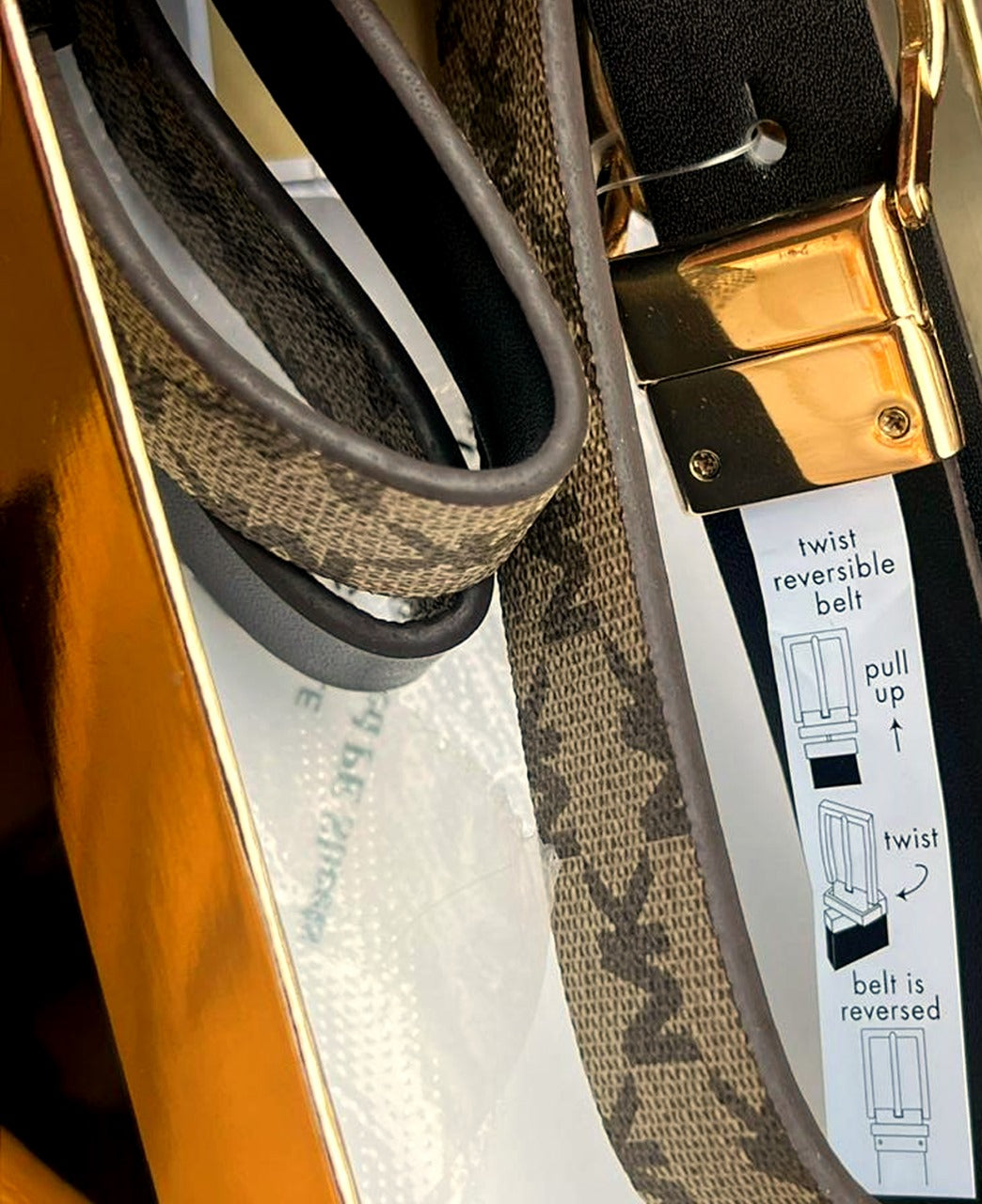 Michael Kors Signature Reversible Pave Logo Belt