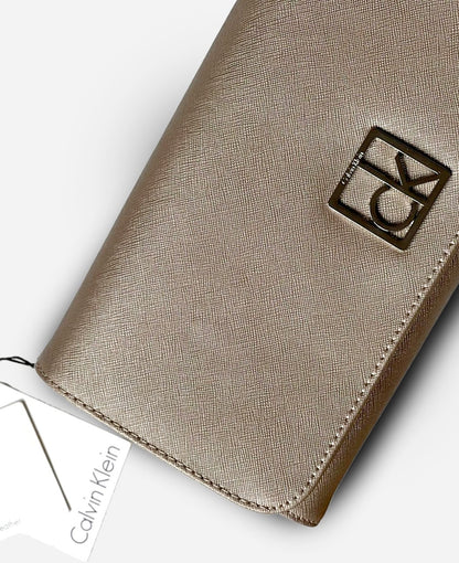 Calvin Klein Metallic Taupe Clutch Bag