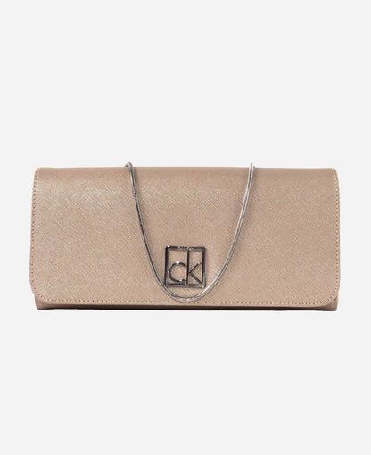 Calvin Klein Metallic Taupe Clutch Bag