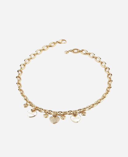 Guess Gold-Tone Enamel and Pavé Heart Necklace