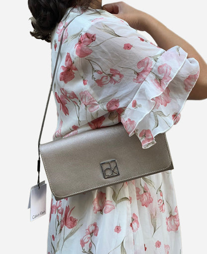 Calvin Klein Metallic Taupe Clutch Bag
